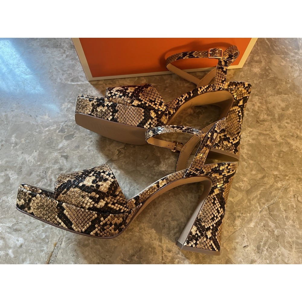 Katy Perry NEW Square Open Sandals Shoes Women Size 11 Animal Snake Print Heels - Picture 6 of 9